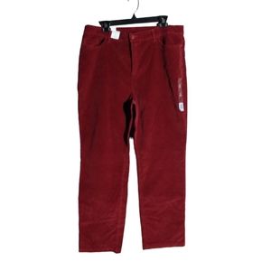 Croft & Barrow Secretly Slimming Corduroy High Rise Pants Red Size 18